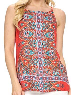 Verse Red & Blue Paisley Print Sleeveless Tank Top Women's Size S